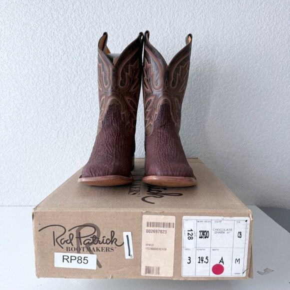 NEW Rod Patrick Mens Cowboy Boots Size 8B Brown Shark Leather Western Square Toe - Picture 11 of 12